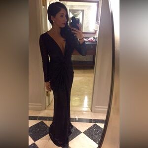 Black Long sleeve Evening Gown
